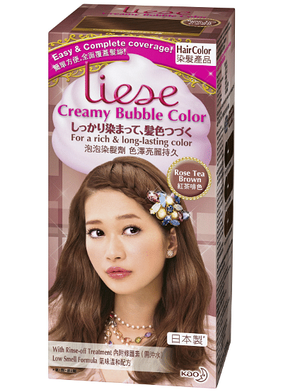 Anti-aging for HAIR 4 Tips to make your hair younger Liese Creamy Bubble Color Rose Tea Brown.png